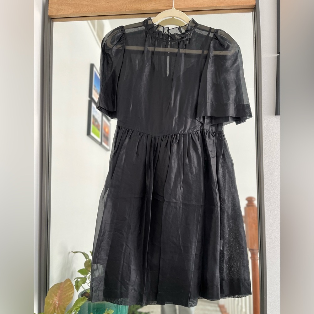 Organza black empire waist dress.